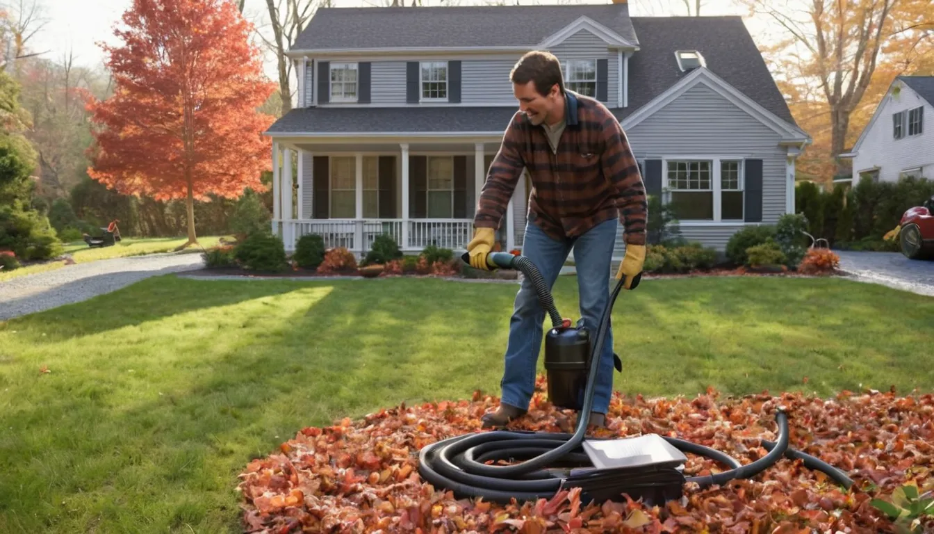 Septic provider pumping a residential tank beside a Lake Grove home while a homeowner looks on